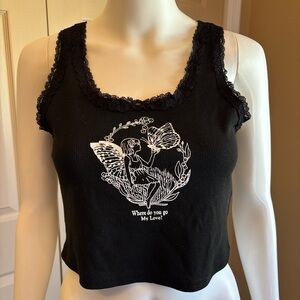 Amazon Black Lace Trim Crop Top